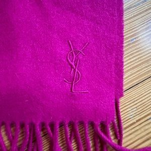 YSL Wool and Cashmere Scarf Fuschia